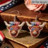 Wholesale Retro Cattle Print Drop Earrings For Women With 304 Stainless Steel Ear Pins In White And Red Acrylic