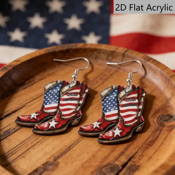 Wholesale Retro Print Boots Drop Earrings For Women In White & Red Acrylic With 304 Stainless Steel Ear Pins