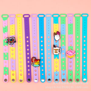 Wholesale silicone wrist band children's colorful creative fun star wish fashion diy decorative sports hole bracelet