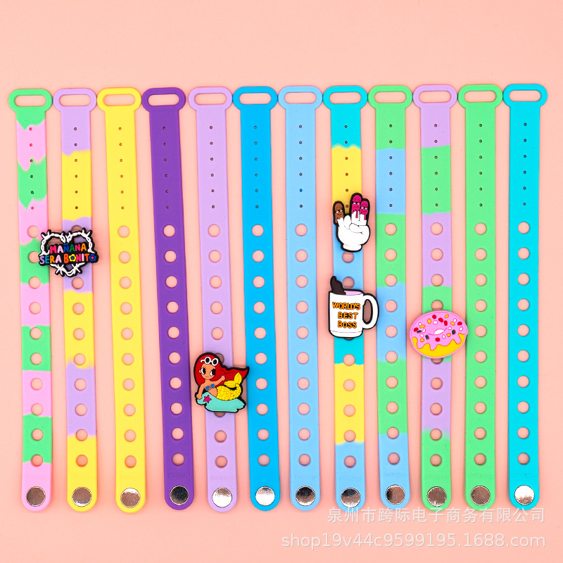 Wholesale New silicone wrist band children's colorful creative fun star wish fashion diy decorative sports hole bracelet