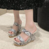 oly-5103eae97dcdd5950f78b8122d2fdedc Wholesale Summer plus size Sandals and Slippers Women’s Color-matching Snake-print Leopard-print Wedge Heel Thick Slippers
