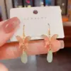 Wholesale Elegant Butterfly Drop Earrings Women's New Chinese Style Retro Cold Tone Fashionable Versatile Geometric Pattern Gold Plated Copper