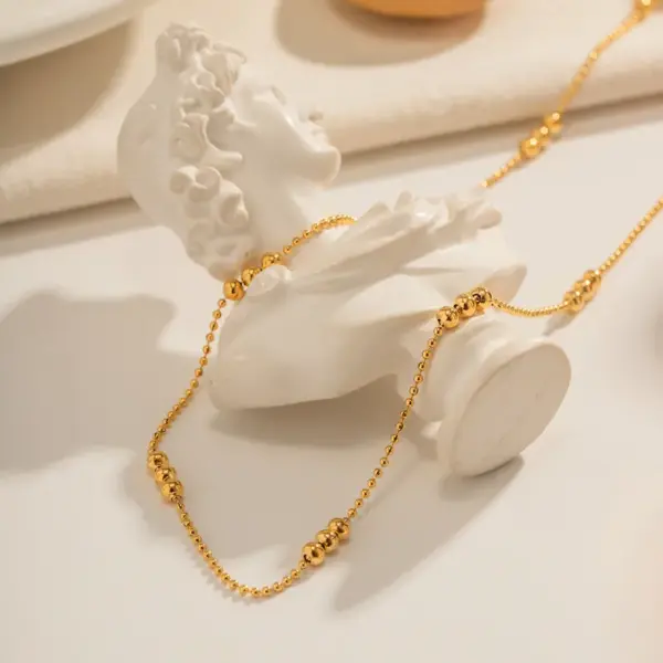Wholesale PVD Coated Real Gold Plated 18K Gold Solid Color 304 Stainless Steel IG Style Simple Style Waterproof Non Tarnish 304 Stainless Steel Necklace