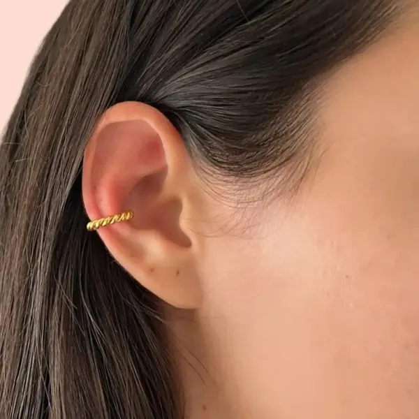 Wholesale 304 Stainless Steel C Shape Solid Color PVD Coated 18K Real Gold Plated Real Gold Plated 18K Gold Vacation Simple Style IG Style Waterproof Non Tarnish Asymmetrical Gold Ear Cuffs