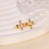 Wholesale Women’s Waterproof Non Tarnish Cross Stud Earrings In Copper With 18K Real Gold PVD Coating And Zircon Inlay
