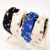 Wholesale Pearl Headband With Flag Knot Beaded Hair Accessory Simple Wide Edge Fabric Art Independence Day Theme