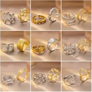 Wholesale Personalized Diamond Pattern Coffee Bean Texture Ring Batch Hammered Texture Individual Style Titanium Steel Couple Rings