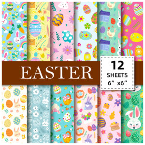 Wholesale 12 Pieces Per Pack Easter Cross-Border New Product Easter Eggs Rabbit Cute Style High-Value Decorative Material Base Handbook