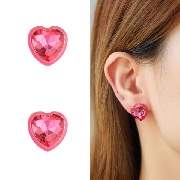 oly-5135ef66b826fa750327b6822b4c6bb9 Wholesale Kenjie autumn and winter Valentine's Day love peach two-piece earrings Women's fashion semi-precious stone drop oil earrings