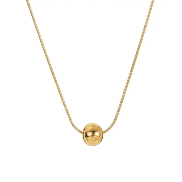 Wholesale PVD Coated Real Gold Plated 18K Gold Solid Color 304 Stainless Steel Simple Style Waterproof Non Tarnish 304 Stainless Steel Necklace
