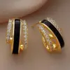 Wholesale Geometric Epoxy Earrings For Women In Copper With KC Golden Plated Water Plating And Zircon Inlay