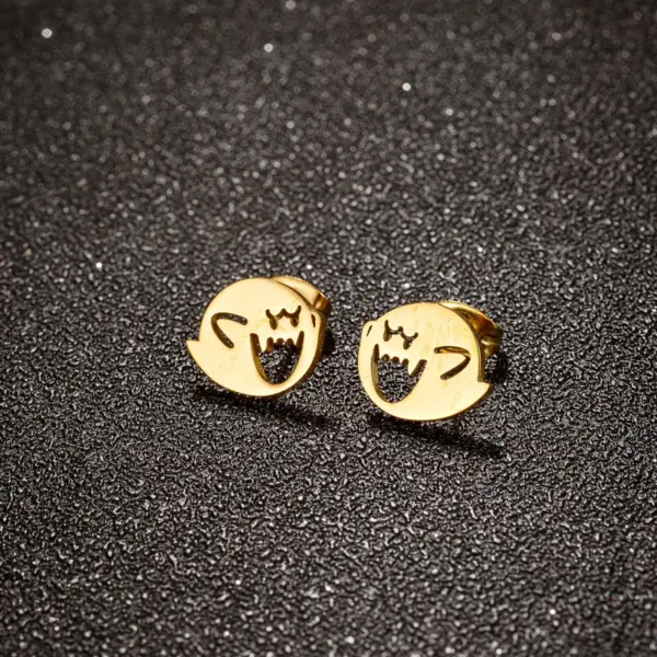 Wholesale PVD Coated 18K Gold Real Gold Plated Little Monster 304 Stainless Steel Funny Waterproof Non Tarnish Ear Studs