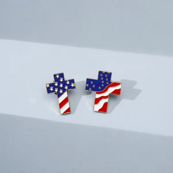 Wholesale Cross Brooch Fashion Men's Gift Couple Unique American Flag Hip-Hop Style Original Metal Accessories Fashion Zinc Alloy Jewelry
