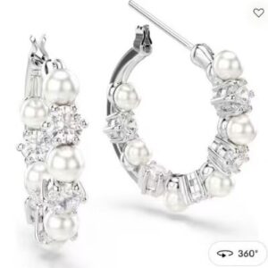 White diamond pearl earrings