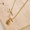 Wholesale 304 Stainless Steel Square PVD Coated Zircon 18K Real Gold Plated Simple Style Classic Style Waterproof Non Tarnish Inlay Cable Chain Lobster Trigger Clasp Closure Gold Pendant Necklace