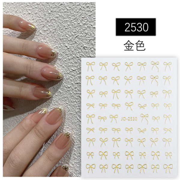 Wholesale Explosive Bow Nail Art Sticker Cute Simple Belt Adhesive Black and White Gold and Silver Red Ribbon Bow Nail Sticker