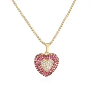 Gold Rose Diamond Heart Necklace 1 Piece
