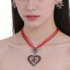oly-51905688a806cba4a85705b8350c9151 Wholesale Alloy Vintage Diamond-Studded Heart Necklace Set with Beer Festival Edelweiss Design