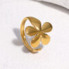 oly-51ada69876a84e1133f5d35926684c4f Wholesale Stainless steel ring that won't fade, gold-plated flower ring, adjustable titanium steel ring.