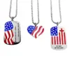 Wholesale 1 Piece 26mm 46mm 60cm 304 Stainless Steel Waves Heart Shape American Flag Pendant Chain