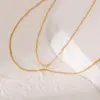 Wholesale Adjustable Double Layer Titanium Steel Necklace Vacuum Gold Plated Line Clavicle Chain Buckle Ring