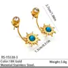 Wholesale Waterproof Non Tarnish Circle Stud Earrings For Women, 304 Stainless Steel With 18K Real Gold Plated PVD Coating And Rhinestones Inlay