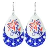 Wholesale Independence Day Earrings July Fourth Flag Day Shiny Pendant Festive Atmosphere Colorful Oversized Drop Earrings For Women