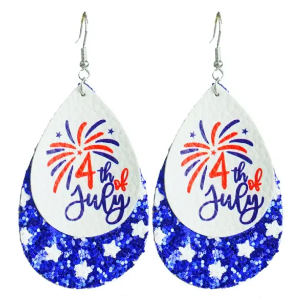 Wholesale Independence Day Earrings July Fourth Flag Day Shiny Pendant Festive Atmosphere Colorful Oversized Drop Earrings For Women
