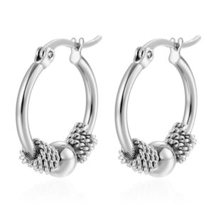 Bead earrings steel color