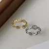 Wholesale Women’s Electroplated Water Droplets Ring In Golden Plated Brass With Zircon Inlay