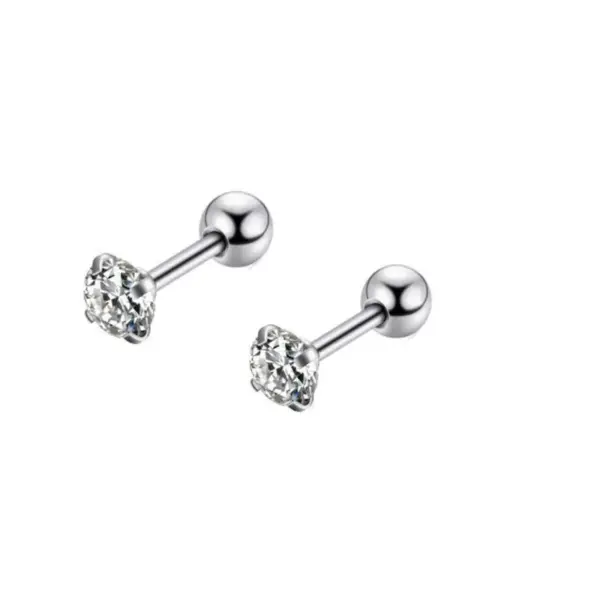 Wholesale Simple Style Geometric Stainless Steel Inlay Zircon Ear Studs 1 Piece