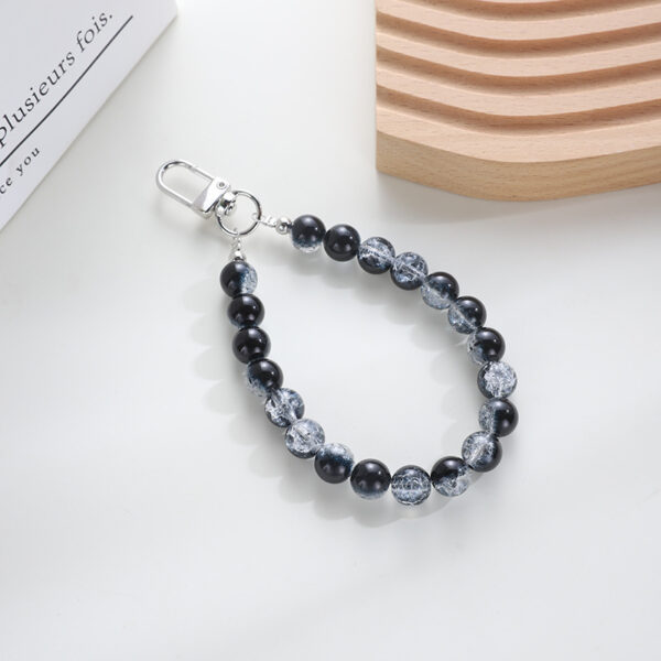 Wholesale Light Luxury Black and White Ink Beads Short Mobile Phone Chain Earphone Case Car Key Pendant Colorful Wrist Rope Handheld Chain Beads