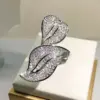Wholesale Exaggerated Leaf Open Ring For Women In Copper Featuring White Color, 1 Piece Jewelry Accessory