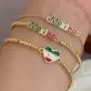 Wholesale Women’s National Flag Beaded Bracelet With Electroplated Copper And 18K Real Gold Plated Ball Chain