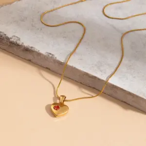 Heart-shaped Red Zircon Necklace