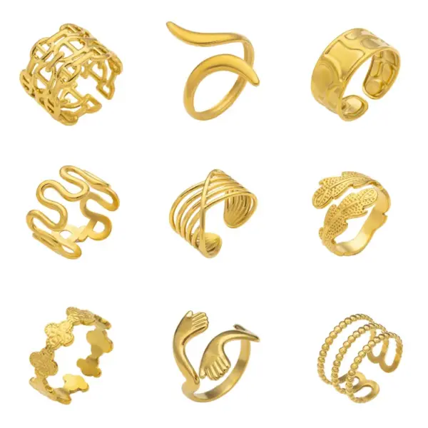 Wholesale Titanium Steel Oil Pressed Ring Women's Non-Fading Unique Design Stainless Steel Jewelry Geometric Pattern Couple Rings