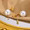Wholesale 1 Pair Simple Style Classic Style Solid Color Plating Inlay Zinc Alloy Artificial Pearls 18K Gold Plated Ear Studs