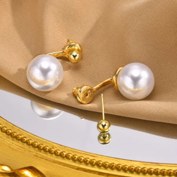 Wholesale 1 Pair Simple Style Classic Style Solid Color Plating Inlay Zinc Alloy Artificial Pearls 18K Gold Plated Ear Studs