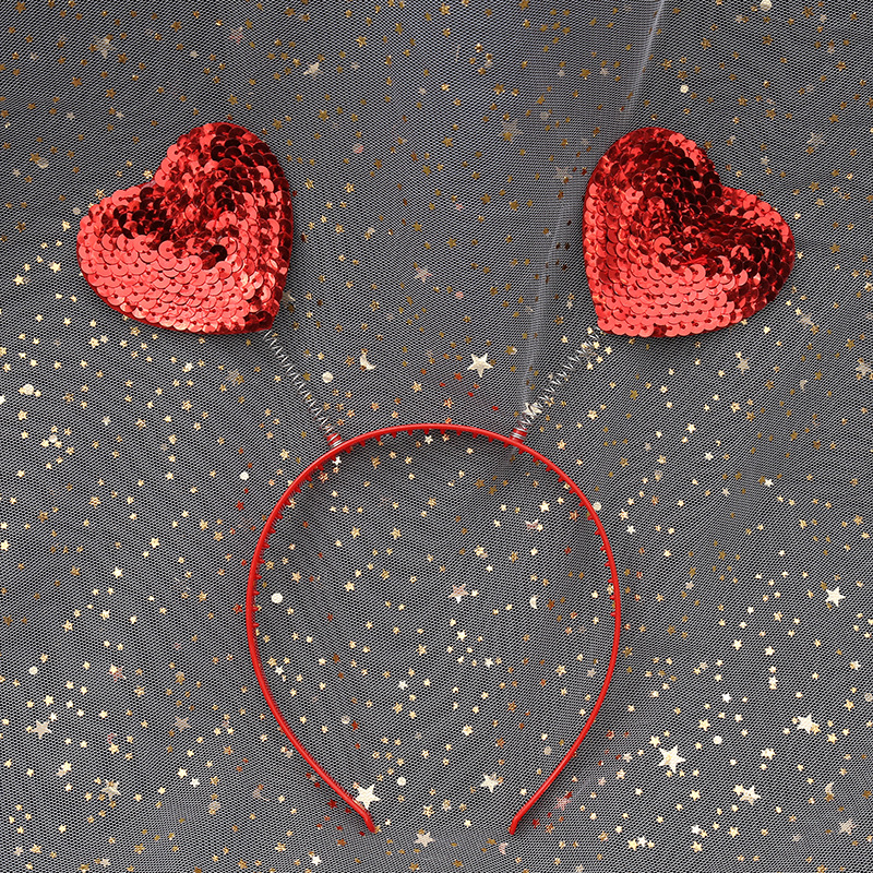 Wholesale Cross-border European and American Valentine's Day Red Love Party Sequin Headband Peach Heart Buckle Factory
