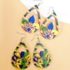 oly-524463b0023a104ec348bb7180f8bdc0 Wholesale carnival earrings, hollow teardrop mask clown earrings, personalized hip-hop party set