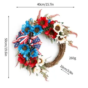 Red Blue White Sunflower Independence Day Garland