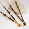 Wholesale Natural Tiger's Eye Necklace Niche Advanced Sense Maillard Style Necklace Geometric Retro Titanium Steel Clavicle Necklace