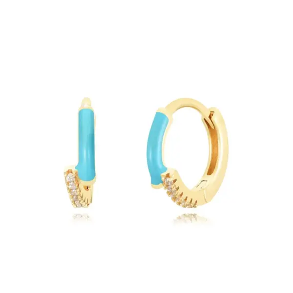 Wholesale Copper U Shape Water Droplets Rhombus PVD Coated Zircon 18K Real Gold Plated IG Style Simple Style Epoxy Inlay Earrings