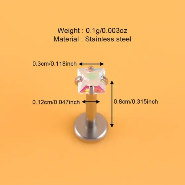 Wholesale 1 Piece Lip Rings Simple Style Classic Style Shiny Pentagram Round Heart Shape 316L Stainless Steel Waterproof Non Tarnish Surgical Steel Zircon Lip Rings
