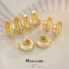 Wholesale Geometric Copper Earrings For Women With 14K Real Gold Plating And Zircon Inlay