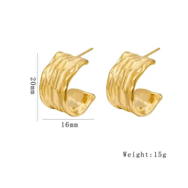 Wholesale PVD Coated 18K Gold Plated C Shape 304 Stainless Steel Classic Style Roman Style British Style Waterproof Non Tarnish Ear Studs