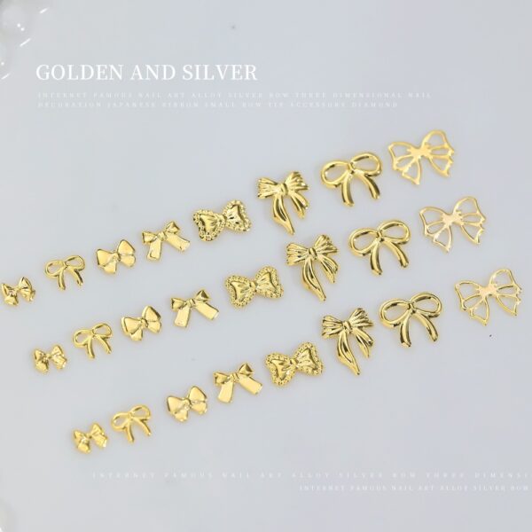 oly-5274506997da846da1bde5ebabec4bdc Wholesale Popular Manicure Jewelry Gold and Silver Hollow Alloy Bow Tie Flash Light Luxury All-match Bow Manicure Nail Accessories