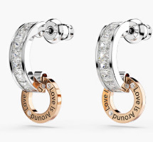 Love is around you half-circle white space rose stud earrings