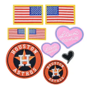 Wholesale 1 Piece 1 Set Letter American Flag Retro Classic Style Felt Clothing Sticker Patches