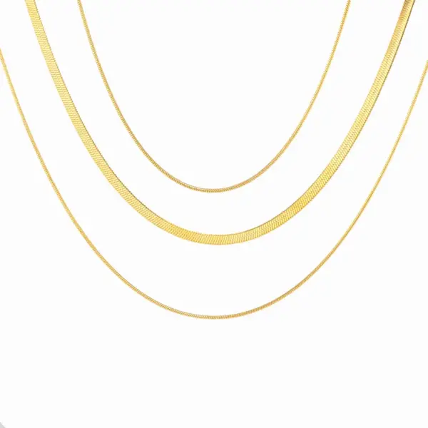 Wholesale Titanium Steel Hip-Hop Solid Color Plating Layered Necklaces